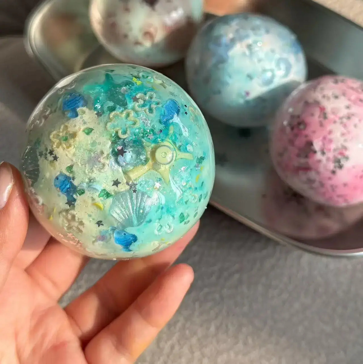Handmade Crispy Squishy Ball - ASMR Stress Relief Fidget Toy White Sand Beach