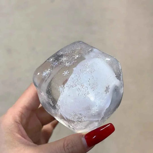 
Cube Crystal Jelly Squishy – White Snowflake Filled Jelly