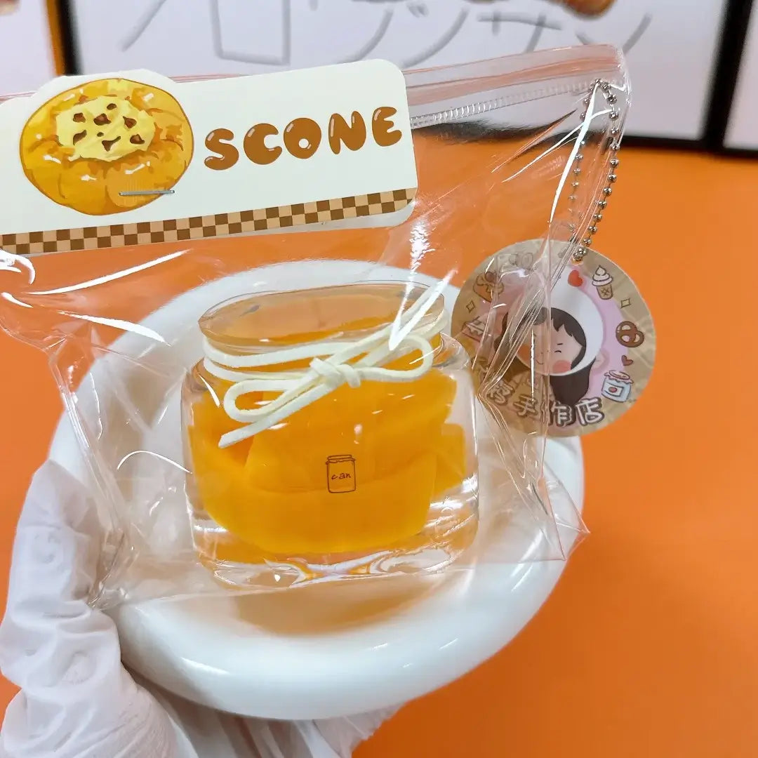 Handmade Silicone Food Squishy - Fruit Jars & Boba Tea Collection Yellow Peach Can (No Lid)