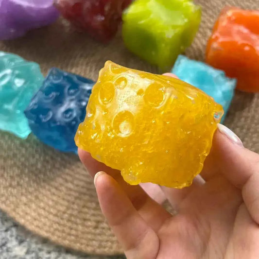 
Handmade Mini Cheese Cube Squishy - Slush Filled Sensory Fidget Toy