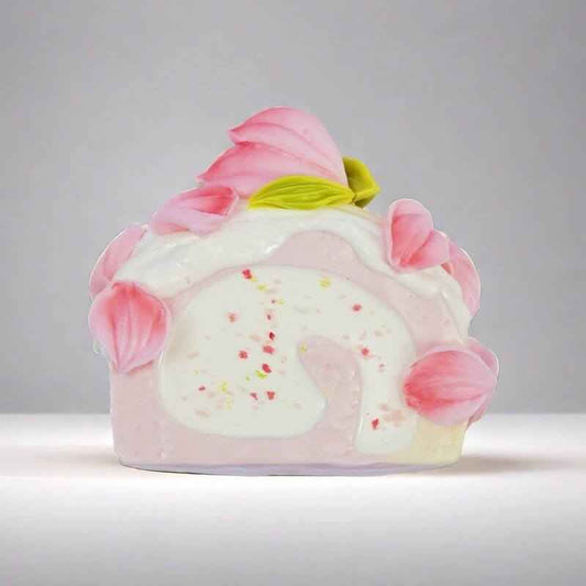 
Sakura Swiss Roll Squishy: Handcrafted Silicone Dessert Toy