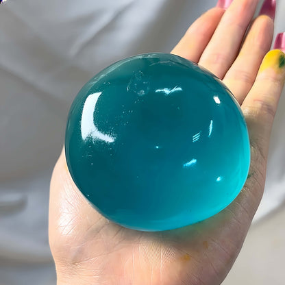 Sea blue jade beads coconut oil stress ball, handmade velvgel & mini creamgel squishy toy for stress relief